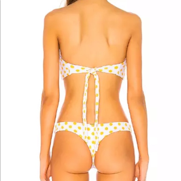 Luli fama itsy yellow dot bikini bandeau top med - Picture 4 of 4